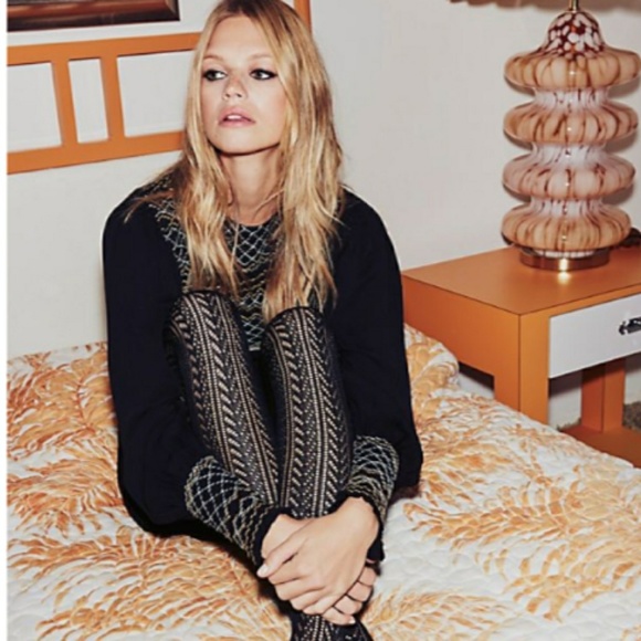 🆕 Free People Long Sleeve Black Dress. Smocked & Embroidery Detailed. NWT - Picture 3 of 15